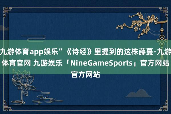九游体育app娱乐”《诗经》里提到的这株藤蔓-九游体育官网 九游娱乐「NineGameSports」官方网站